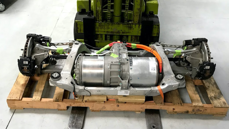 Tesla rear end assembly.